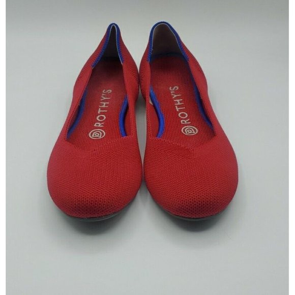 Rothy's The Flat Chili Red Knit Fabric Ballet Flats Shoes Women’s Size 7 - Picture 2 of 10